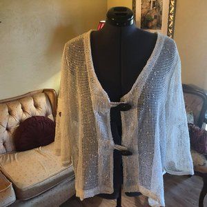 plus size open knit jacket